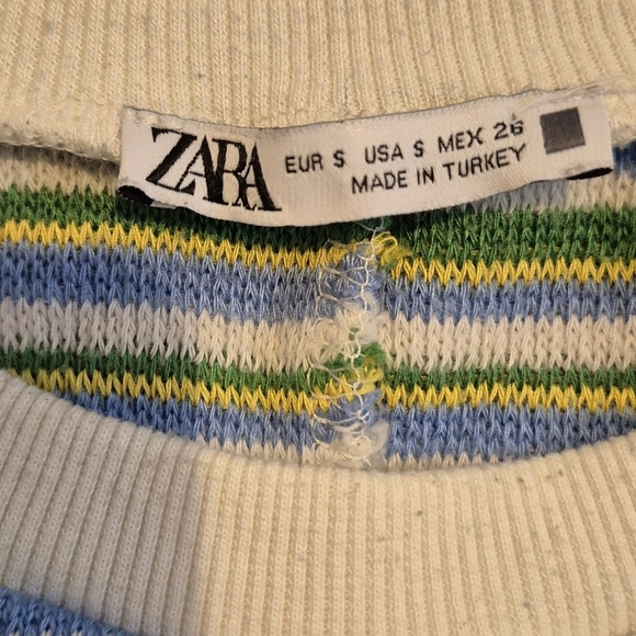 Zara Blue and Green Striped Muscle Tee - Picture 3 of 4